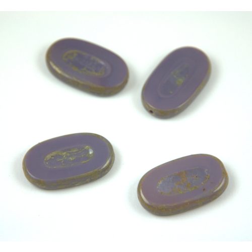 Czech table cut bead - crossed drilled oval  - 23020-86800 - Purple Picasso - 26x15mm