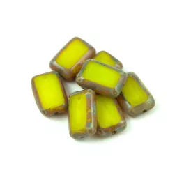   Cseh table cut gyöngy - hosszában fúrt - 81210-86800 - Opal Yellow Travertine - 12x9mm (20db)