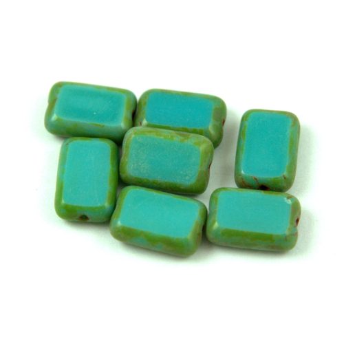 Czech table cut bead - crossed drilled - 63130-86800 - Turquoise Travertine - 12x9mm