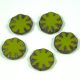 Czech Table Cut Bead - Cross-Drilled - Flower - Green Picasso - 53420-86800 - 14mm