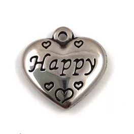 Pendant - Heart - Platinum Colour - surgical steel - 16mm