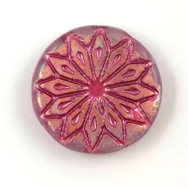   Origami Flower - hosszában fúrt korong - Crystal AB Fuchsia - 18mm