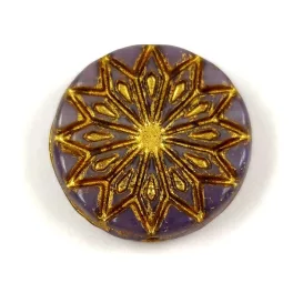   Origami Flower - hosszában fúrt korong - Purple Gold - 18mm