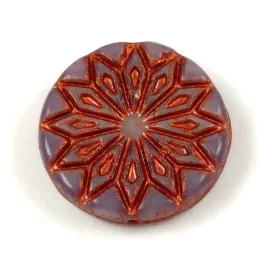   Origami Flower - hosszában fúrt korong - Purple Copper - 18mm