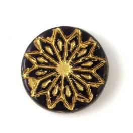   Origami Flower - hosszában fúrt korong - Amethyst Gold - 18mm