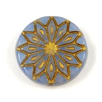   Origami Flower - hosszában fúrt korong - Opal Light Sapphire Gold - 18mm