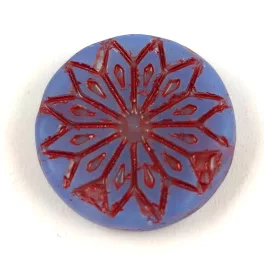   Origami Flower - hosszában fúrt korong - Opal Light Sapphire Copper - 18mm