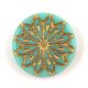 Origami Flower - hosszában fúrt korong - Turquoise Green Gold - 18mm