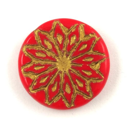 Origami Flower - hosszában fúrt korong - Red Gold - 18mm