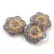 Czech Pressed Flower Bead - Cross-Drilled - Crystal Purple Vega Gold - 14mm