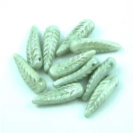   02010-14457 - Feather -  Alabaster Light Green Luster - 5x17mm