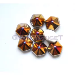   Hexagonal Pyramid - Czech 2 Hole Glass Bead - white sliperit - 12mm