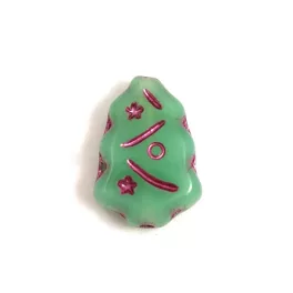   Special Shapes - Czech Glass Bead - Pine - Opal Turquoise Green Violet - 17x12mm