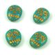 Special Shapes - Czech Glass Bead -   Turquoise Green Gold - Calavera - 16x13mm