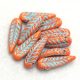 Special Shapes - Czech Glass Bead - Feather - Orange Turquoise Travertine - 5x17mm