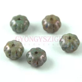 02010-65431 - Melon - Alabaster Blue Brown Luster - 8x11mm