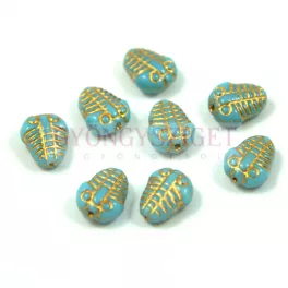 63020-54302 - trilobita - türkizkék arany - 10mm