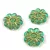 Cseh préselt virág gyöngy - Emerald Green Gold - 18mm