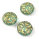 Cseh préselt lencse gyöngy - Crystal Matt Aqua Gold - 14mm