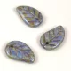 Czech Glass Bead - Elm Leaf - Alabaster Brown Blue Luster - 14x9mm
