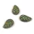 Czech Glass Bead - Elm Leaf - Green Travertine Lime - 14x9mm