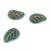 Czech Glass Bead - Elm Leaf - Opal Teal Copper - 14x9mm
