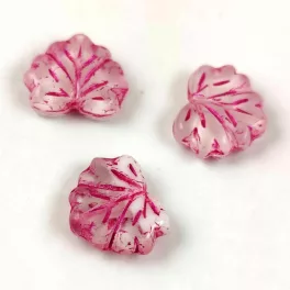   Czech Glass Bead - Maple Leaf - Alabaster Crystal Violet - 13x11mm