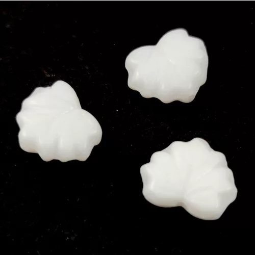 Czech Glass Bead - Maple Leaf - Alabaster - 13x11mm