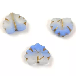   Czech Glass Bead - Maple Leaf - Matt Sapphire Crystal Gold - 13x11mm