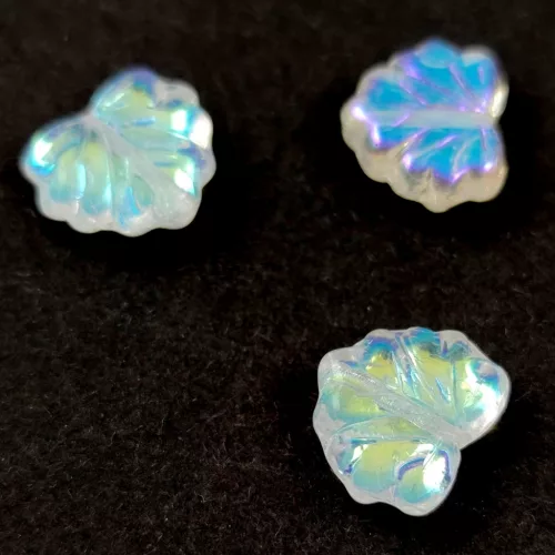 Czech Glass Bead - Maple Leaf - Crystal AB - 13x11mm