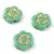 Csehpreselt gyöngy - hosszában fúrt virág - Turquoise Green Gold - 14mm