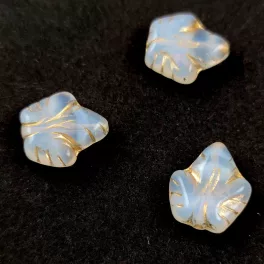 Czech Glass Bead - Grape Leaf - Opal White Gold - 16x14mm