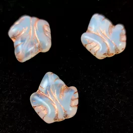 Czech Glass Bead - Grape Leaf - Opal White Copper - 16x14mm