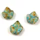 Czech Glass Bead - Grape Leaf - Opal White Travertine Turquoise - 16x14mm