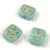 Cseh préselt gyöngy - hosszában fúrt inka négyzet - Alabaster Turquoise Gold - 11x12mm