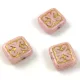 Cseh préselt gyöngy - hosszában fúrt inka négyzet - Alabaster Pink Gold - 11x12mm