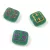 Cseh préselt gyöngy - hosszában fúrt inka négyzet - Matt Emerald Sliperit - 11x12mm