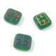 Cseh préselt gyöngy - hosszában fúrt inka négyzet - Matt Emerald Sliperit - 11x12mm