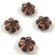 Cseh préselt üveg gyöngy - Folk Flower - Matt Jet Rose Gold - 11mm
