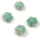 Cseh préselt üveg gyöngy - Folk Flower - Matt Opal Turquoise Green Rose Gold - 11mm
