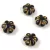 Cseh préselt üveg gyöngy - Folk Flower - Jet Gold - 11mm