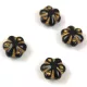 Cseh préselt üveg gyöngy - Folk Flower - Jet Gold - 11mm