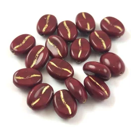   Coffee Bean --13500-54302- Kávébab gyöngy - Oxblood Gold - 11x8mm