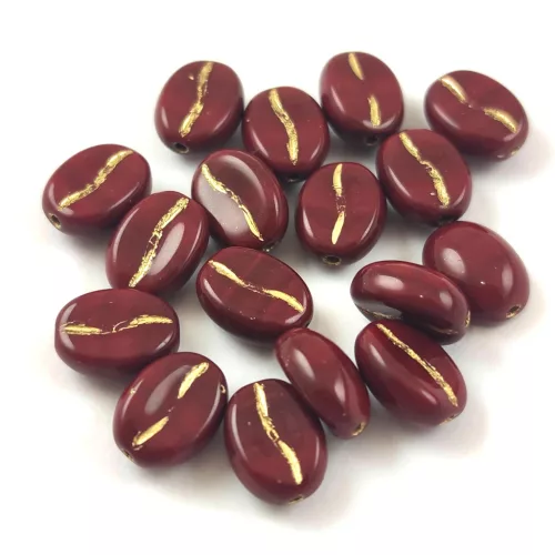Coffee Bean --13500-54302- Kávébab gyöngy - Oxblood Gold - 11x8mm