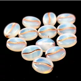   Coffee Bean -01000-54307- Kávébab gyöngy - Opal White Copper - 11x8mm