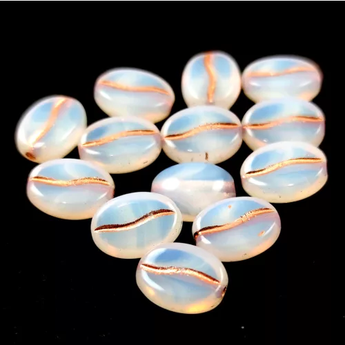 Coffee Bean -01000-54307- Kávébab gyöngy - Opal White Copper - 11x8mm