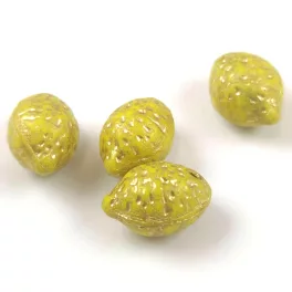 Cseh üveg gyöngy - Lemon - Opaque Yellow Gold - 10x14mm