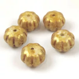 Cseh üveg gyöngy - Melon - Alabaster Brown Bronze - 8x11mm