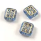 Cseh préselt gyöngy - hosszában fúrt inka párna - Crystal Light Sapphire Gold - 11x12mm