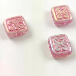   Cseh préselt gyöngy - hosszában fúrt inka párna - Crystal Light Rose AB - 11x12mm